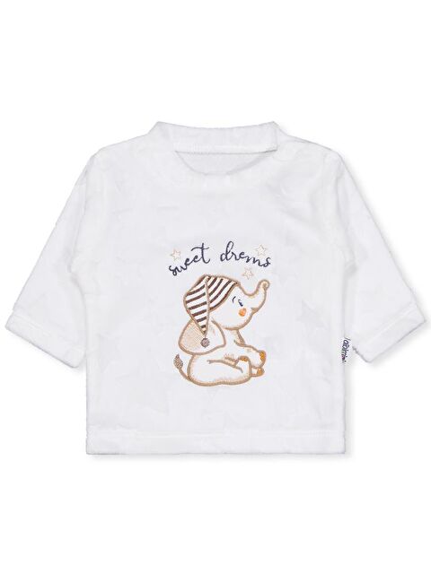 Minidamla Filli Nakış Patikli 2Li 1-6 Ay Pijama Takımı - Ekru 6-9 Ay - S000484215-19965