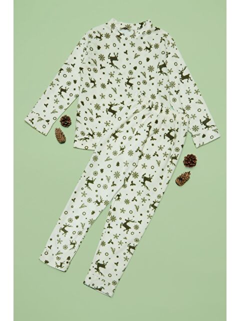 Fullamoda Geyik Desenli Polar Unisex Çocuk Pijama Takımı - S000506345-19965