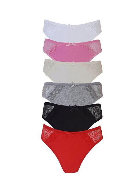 Tutku 6'lı Kadın Karışık Kaliteli Dantel Detaylı Bikini Slip Külot - S000355439-23173