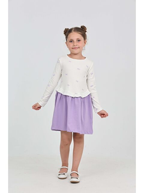 Toontoykids Kız Çocuk Fiyonk Baskılı Elbise - S000422677-19999