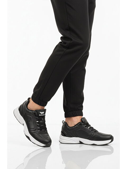 Walkway Siyah Beyaz Bağcıklı Kaymaz Taban Erkek Spor Ayakkabı Erya M