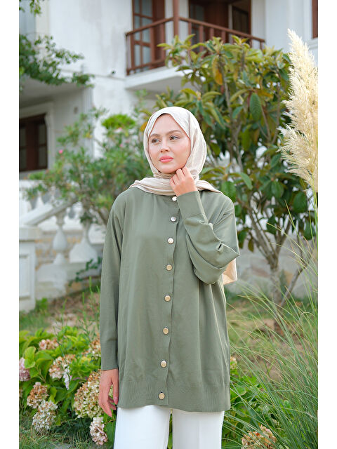 Locco Moda Kadın Ön Düğmeli Hırka Çağla Yeşil - S000435824-14939