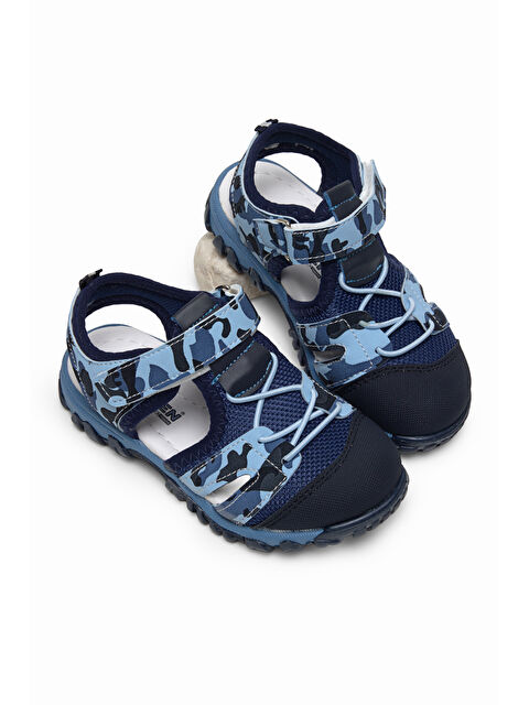 TONNY BLACK Çocuk Unisex Lacivert Kamuflaj Çoçuk Cırt Ve Bağcıklı Rahat Kalıp Sandalet - S000517410-21164