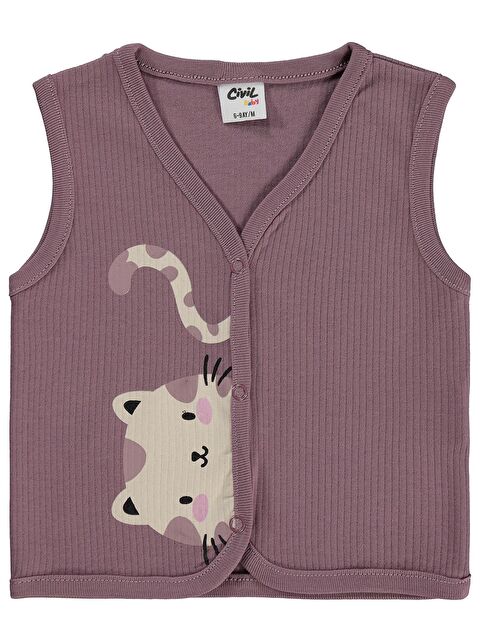 Civil Baby Kedi Baskılı 6-18 Ay Yelek - Kahve 18-24 Ay - S000526320-19413