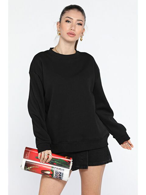 Gülseli Kadın Üç İplik Şardonlu Bisiklet Yaka Sweatshirt - S000324521-19351