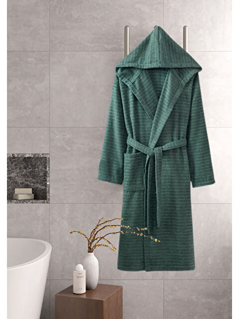 UPSTYLE Kapüşonlu Bornoz Doğa Çağla Yeşili 2XL - S000398107-18194