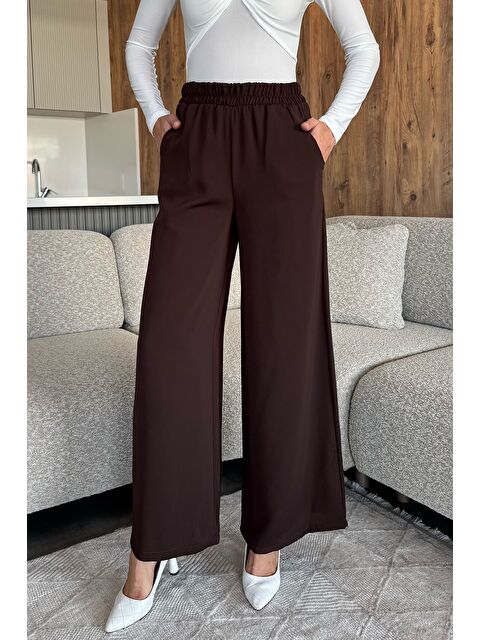 Gülseli Kadın Bol Paça Bel Lastikli Kumaş Pantolon - S000445312-19413
