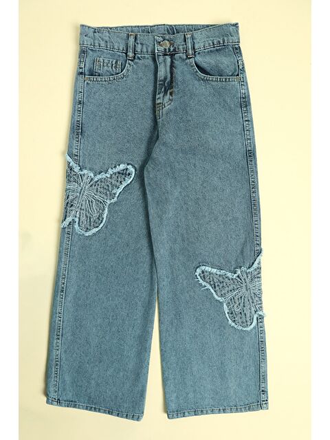 Fullamoda Beli Ayarlanabilir Kelebek Nakışlı Taşlı Kız Çocuk Palazzo Pantolon - S000490245-17234