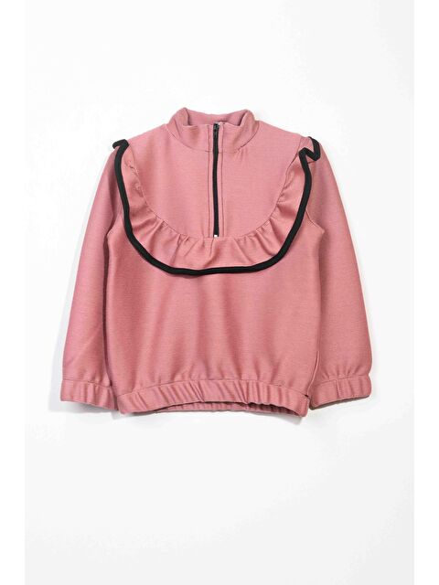 Luess Kız Çocuk Fırfırlı Ve Fermuarlı Bluz - Gül Kurusu  (2-3 Yaş 8-9 Yaş) - S000341996-20028