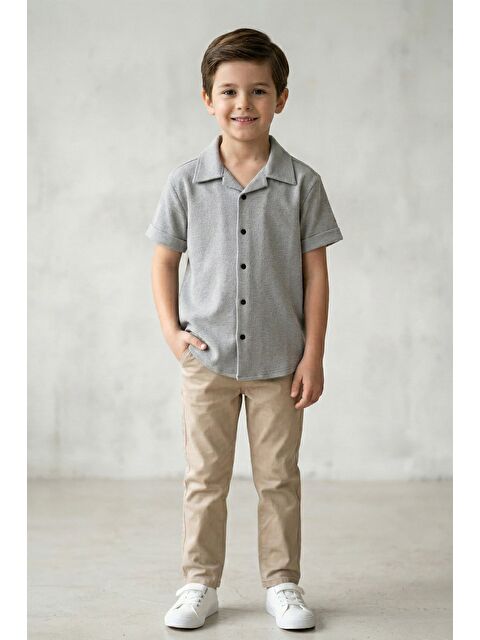 Fullamoda Kolu Katlamalı Düğmeli Erkek Çocuk Gömlek - S000503306-20600
