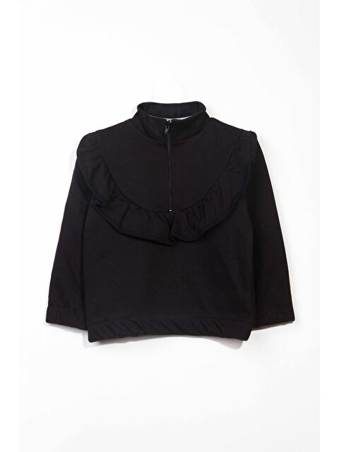 Luess Kız Çocuk Fırfırlı Ve Fermuarlı Bluz - Siyah (2-3 Yaş 8-9 Yaş) - S000341997-19351