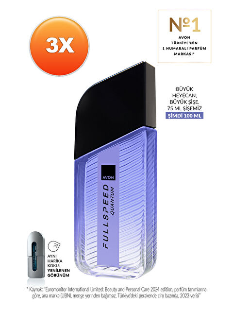 AVON Full Speed Quantum Erkek Parfüm Edt 100ml Üçlü Paket - S000412266-10231