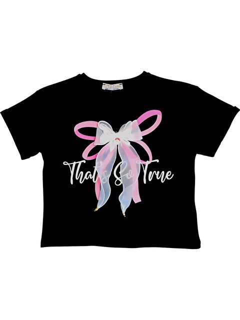 Little Star Kız Çocuk Fiyonk Aksesuarlı Tshirt - S000342617-19351