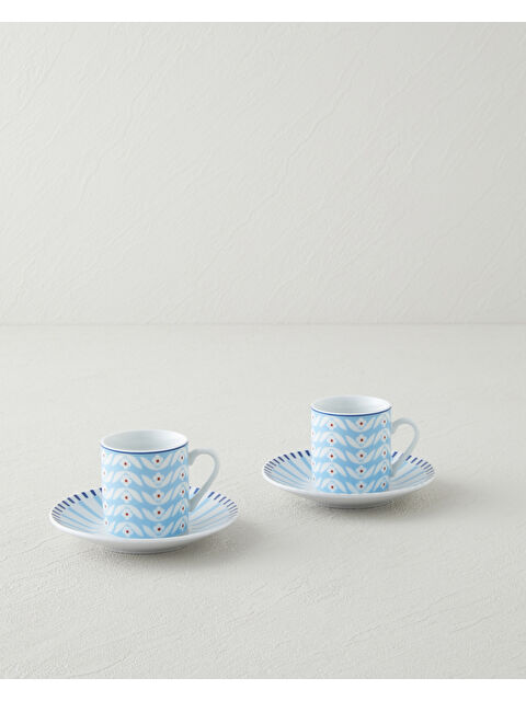 English Home Cleo Porselen 4 Parça 2 Kişilik Kahve Fincan Takımı 80 ml Mavi - S000497591-17234
