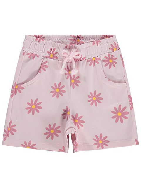 Civil Girls Papatya Desenli 2-5 Yaş Şort - Pudra