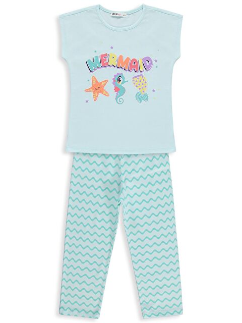 Civil Girls Mermaid Baskılı 10-13 Yaş Pijama Takımı - Yeşil 11-12 Yaş
