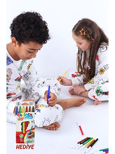 ZUZUNGA En Sevimli Figürleri Özel Kalemi ile BOYANABİLİR Çocuk Pijama Takımı (Yıkama Sonrası Leke Bırakmaz) - S000516702-20063