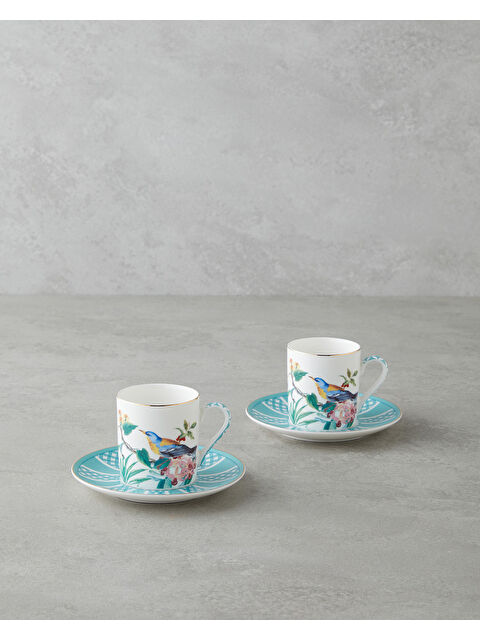 English Home Freesia New Bone China 4 Parça 2 Kişilik Kahve Fincan Takımı 90 ml Mavi - S000497592-17234