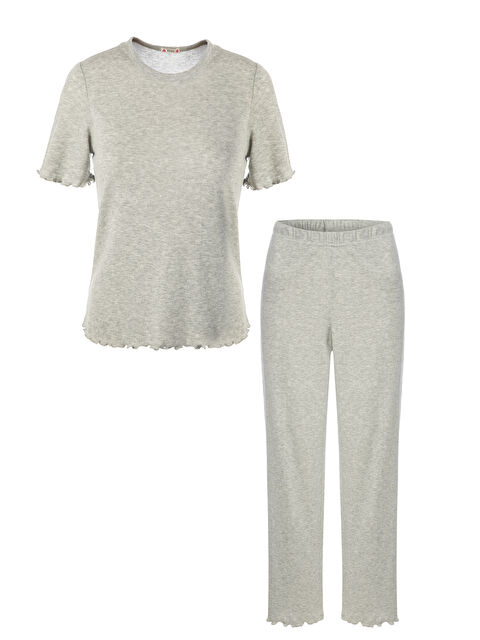 Koza İç Giyim Kadın Pamuklu Kısa Kollu Baby Overloklu Pijama Takımı - S000492883-20600