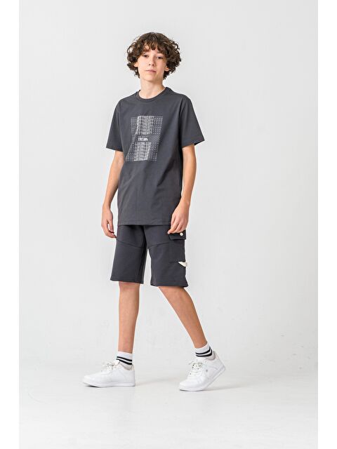 Mışıl Kids New York City Urban 1992 League Baskılı Kargo Cepli Erkek Çocuk Şort - Tişört Takımı - S000513767-33408