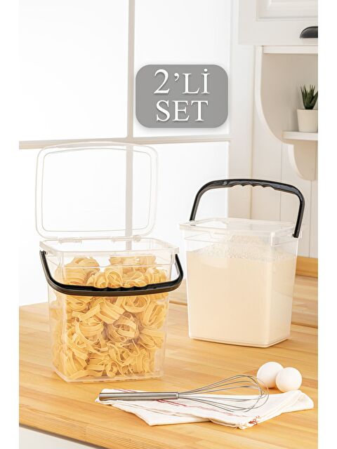 Meleni Home 2 li Mega Boy Un Bakliyat Saklama Kabı   Deterjanlık   Erzak Saklama Kutusu 6 Lt Şeffaf - S000387403-20063