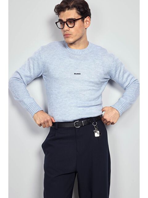 Abluka Online Erkek Regular Fit Bisiklet Yaka Kazak Açık Mavi - S000457355-17437