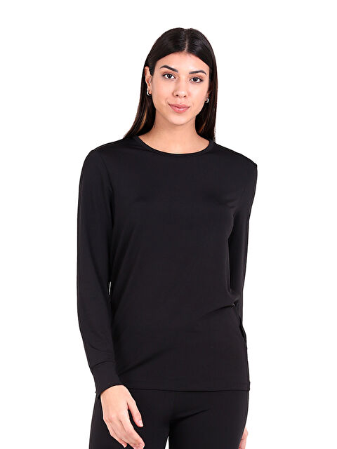 D'S damat North Ice Kadın Bisiklet Yaka Üst İçlik SİYAH