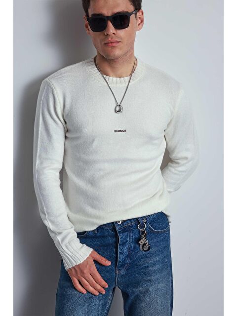 Abluka Online Erkek Regular Fit Bisiklet Yaka Kazak Ekru - S000457355-19965