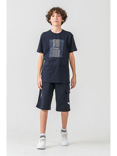 Mışıl Kids New York City Urban 1992 League Baskılı Kargo Cepli Erkek Çocuk Şort - Tişört Takımı - S000513767-21164