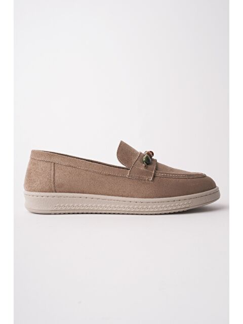 Muggo AUREVA Boncuk Detaylı Süet Kadın Günlük Loafer Ayakkabı - S000517401-19928