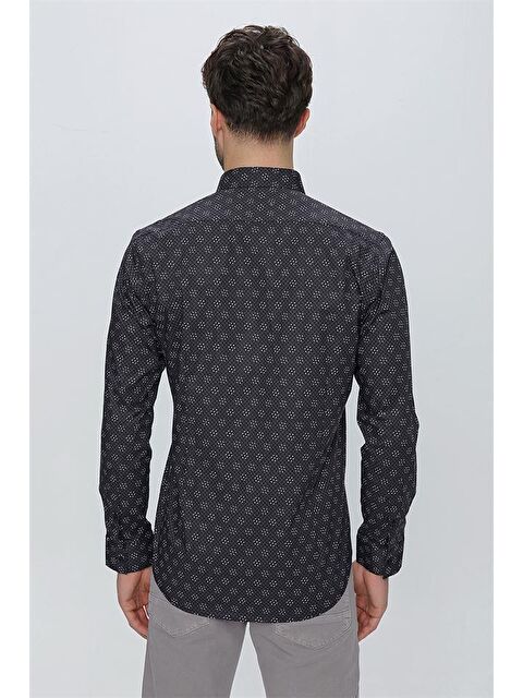 İMZA Siyah Uzun Kol Klasik Slim Fit Pamuklu Elastanlı Gömlek 1004225244 - S000356396-19351