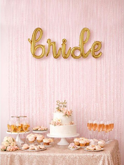 Parti Adresi Bride El Yazısı Folyo Balon Bekarlığa Veda Partisi Balonu Gold 45 cm - S000522728-20076