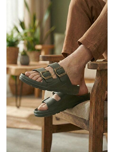 Oksit Polley Erkek Çift Eskitme Tokalı Anatomik Tabanlı Günlük ve Plaj Terliği - Suya Dayanıklı Konfor Mod