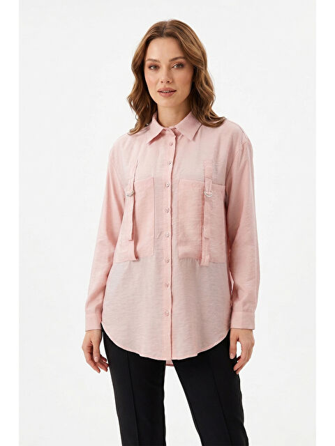 Remsa Önden İki Cepli Toka Detaylı Gömlek 191 Pembe