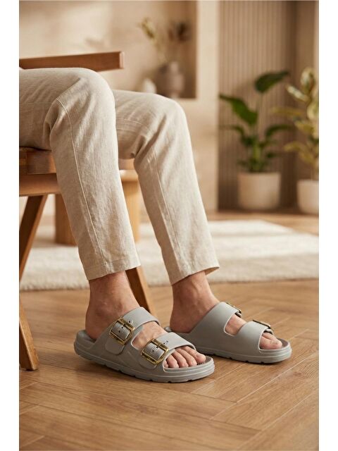 Oksit Polley Erkek Çift Eskitme Tokalı Anatomik Tabanlı Günlük ve Plaj Terliği - Suya Dayanıklı Konfor Mod