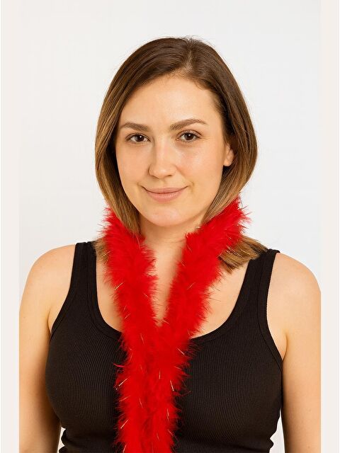 Parti Adresi Simli Otriş Tüy Bekarlığa Veda Parti Kostüm Aksesuarı Kırmızı 2 m - S000522739-20045