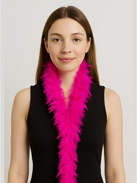Parti Adresi Otriş Tüy Bride Parti Kostüm Aksesuarı Fuşya 180 cm - S000522740-18686