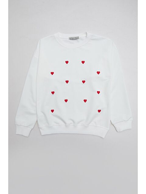 Fullamoda Kalp Nakışlı Kız Çocuk Sweatshirt - S000436534-19965