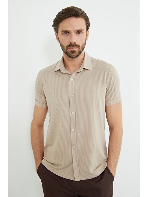 Fullamoda Fitilli Kolu Katlı Slim Fit Gömlek