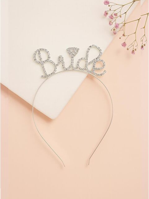 Parti Adresi Bride Taç Kristal Taşlı Metal Bekarlığa Veda Parti Tacı Gümüş - S000522746-18105