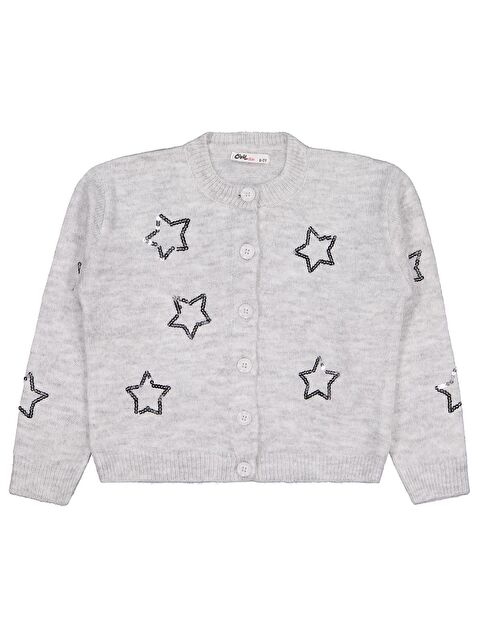 Civil Girls Pullu Yıldız Nakışlı 6-9 Yaş Hırka - Gri 7-8 Yaş - S000512241-20600