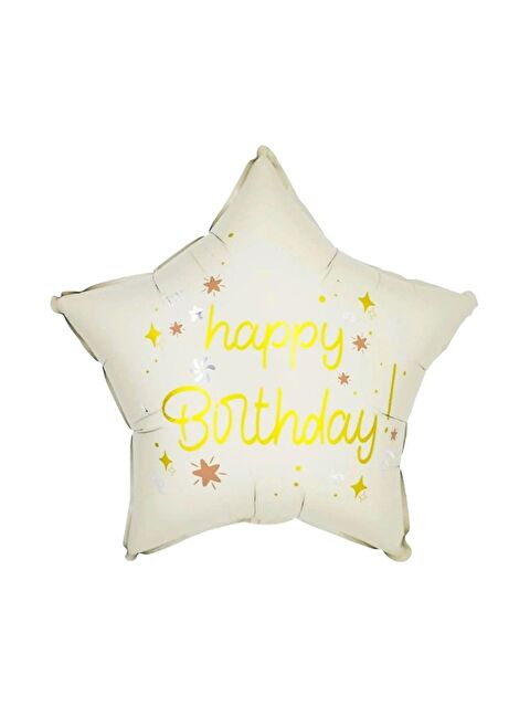 Le Mabelle Beyaz Happy Birthday Yazılı Yıldız Balon - S000439233-20063