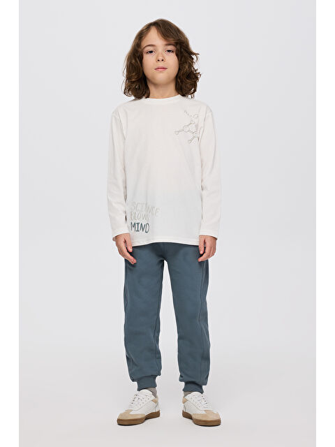 Panço Erkek Çocuk Baskı Detaylı Yumuşak Dokulu Ekru Tişört - S000510522-19965