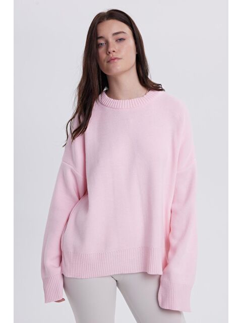 TUDORS Kadın Oversize Geniş Kesim Bisiklet Yaka Pembe Kazak - S000522763-20024