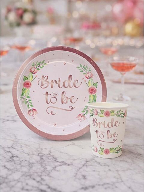 Parti Adresi Bride Temalı Karton Tabak Bardak Set Bekarlığa Veda Partisi Tabak Bardak - S000522770-20024