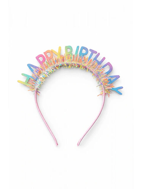 Le Mabelle Çok Renkli Saçaklı Happy Birthday Temalı Kız Çocuk Parti Tacı