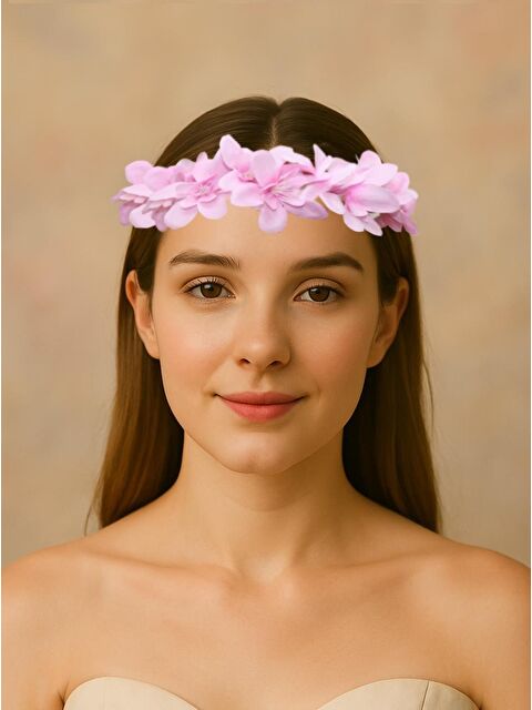 Parti Adresi Bride Duvaklı Taç Bekarlığa Veda Parti Tacı Pembe Çiçekli - S000522774-20024