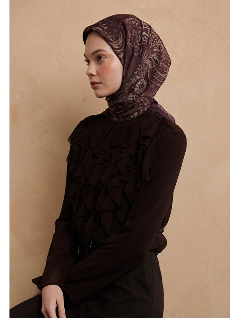 Fresh Scarfs Fressıa Desen Pamuk İpek Eşarp Erik Çürüğü - S000423217-20036