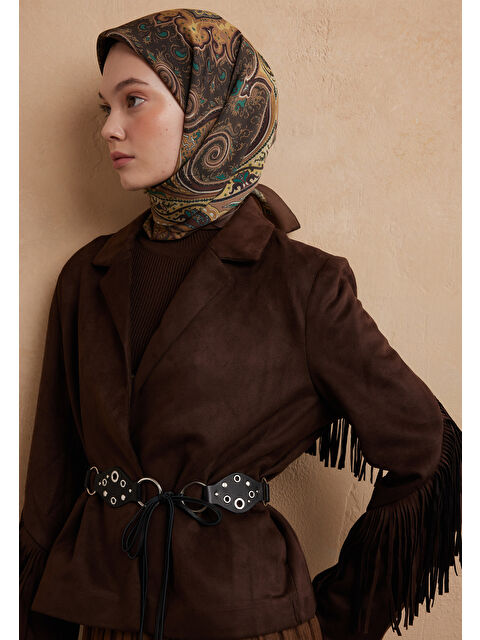 Fresh Scarfs Vera Desen Pamuk İpek Eşarp Sıcak Kahve - S000423237-19413