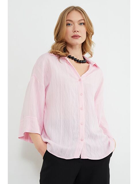 Fullamoda Çizgili Kapri Kol Salaş Gömlek